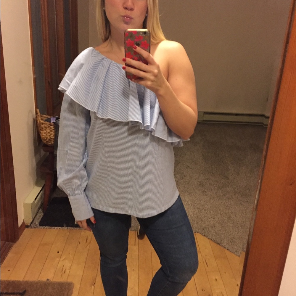One Shoulder Preppy Loft Blouse